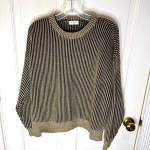 Vestique Women’s  Sweater in black and taupe strips Size Medium